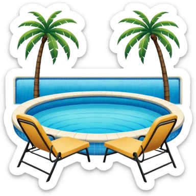 Big swimming pool with chairs and palm trees sticker