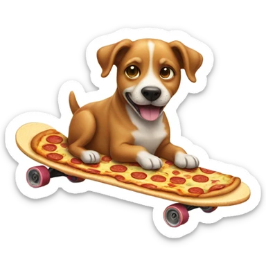 Dog eating a pizza on skateboard sticker