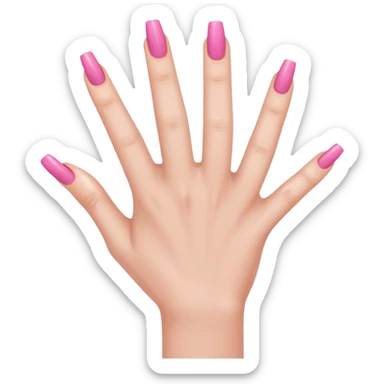 female hand with long square pink nails sticker