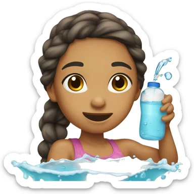 Una chica tomando agua con chía sticker