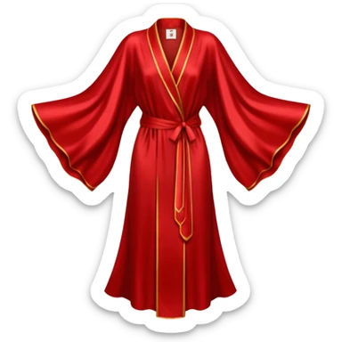 Blood red silk robe, No detailing, long, bat wing sleeves, high definition, sticker
