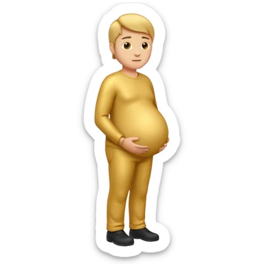 pregnant man emoji, side view, all gold sticker