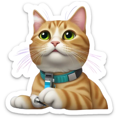 Cat vaping in space sticker