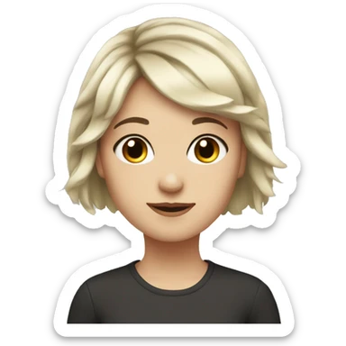 white girl, dark hair , short hair utill nek, side bangs sticker