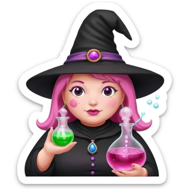 plump witch with pink skin. sticker
