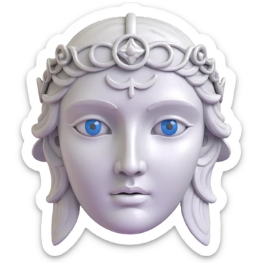Make the colors silver and give the face a statue-like, marble texture, keeping the 3D close-up Athena style, with no background. sticker