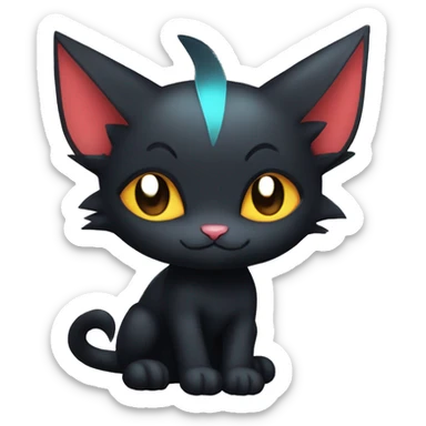 Cool Cute Edgy Black Dark Chibi Cat-Noibat-Noivern-Litten-Fakémon-hybrid sticker