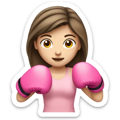 Pale Brunette girl wearing pink boxing gloves sticker