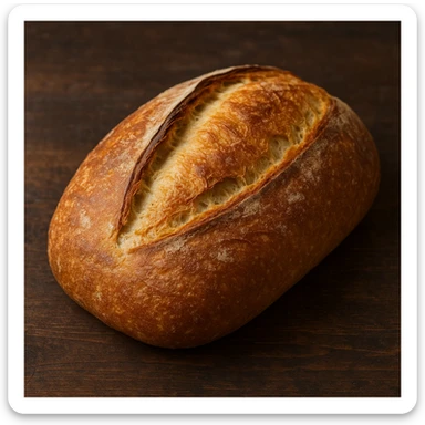 rustic whole loaf white bread, golden crust sticker