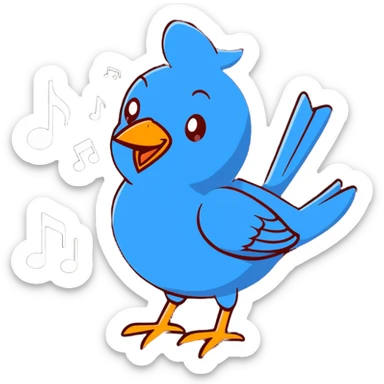 nightingale bird singing with musical notes around sticker
