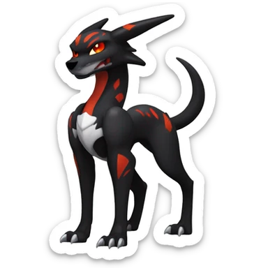 Black Cool Edgy Anthro Sergal-Houndoom-Charizard Fakémon  with White and Red Edgy markings sticker
