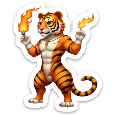 tiger  vintage-circus-performer-spitting-fire full body sticker