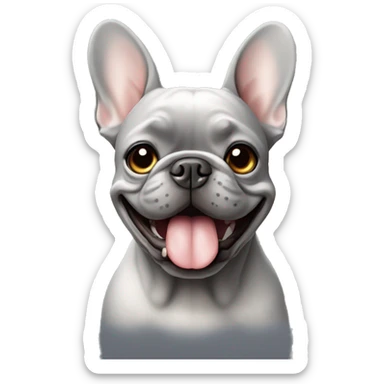 grey french bulldog smiling sticker