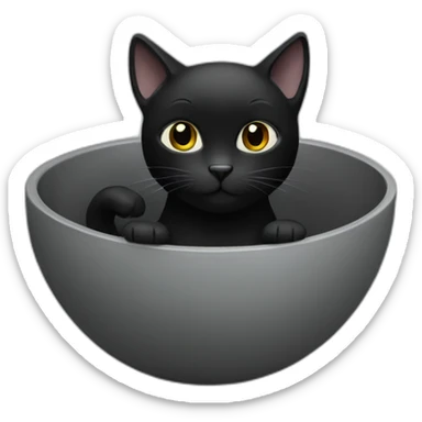 black cat in a grey bowl sticker