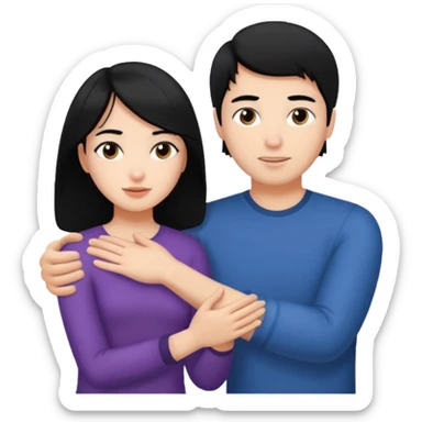 girl with black hair touching a guys arm brunette sticker