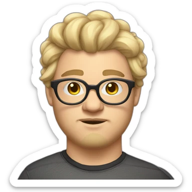 Chubby non binary Big lebowsky round glasses mid-lenght blond hair chaotic res beard vaporizer sticker