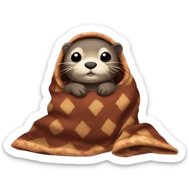 otter cozy in blanket sticker
