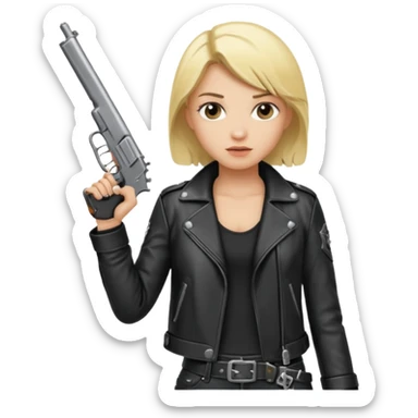blonde rockstar holding a gun sticker