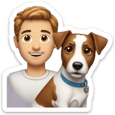 Brown haired Man with jack russell terrier dog sticker