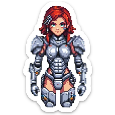 cyborg girl warrior sticker