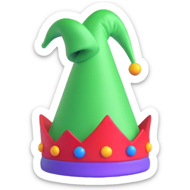 a jester's hat, 3D emoji style, shiny and cheerful sticker