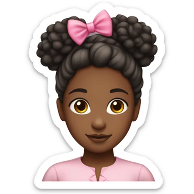 cute black girl with curly hair tied with a pink bow in a bun sticker