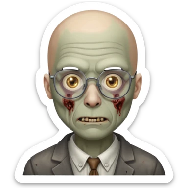 bald zombie with glasses sticker