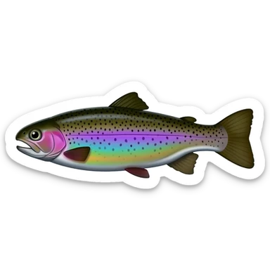 realistic rainbow trout fish bright saturated purple blue green yellow white with scales and black speckles sticker
