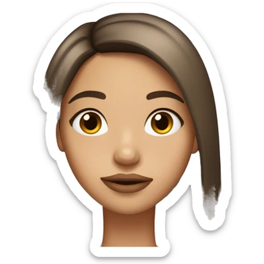 Girl in her 20’s with long straight brown hair and hazel eyes with big lips sticker