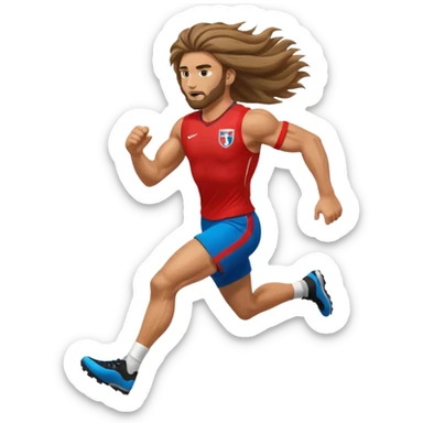 Long Haired Football Players, Footballer with flowing hair in jersey , full body sticker