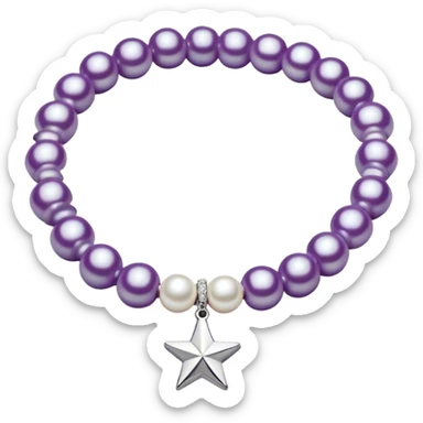 Pearl bright purple braclet with star in middle sticker
