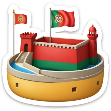 Portugal national symbols, flag, iconic landmarks, concise emoji style sticker