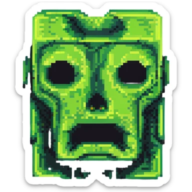 ultra-blocky minimal pixel art Minecraft creeper face with few large square pixels sticker
