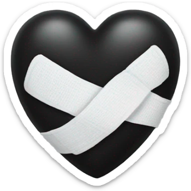 Black heart with white bandage  sticker