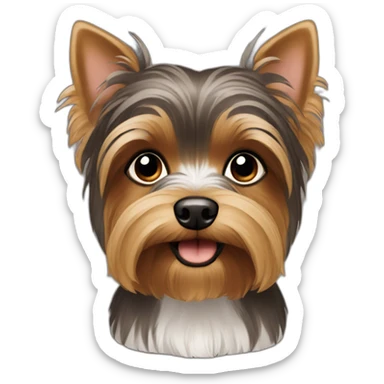 Deep Brown and white Yorkshire Terrier emojis  sticker