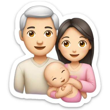 Femme et homme asiatique avec un bébé sticker