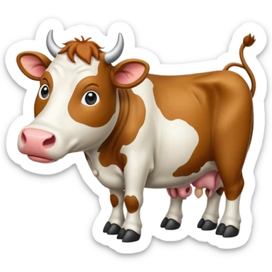 Un emoji de vaca combinado con Saturno y que tenga pies sticker