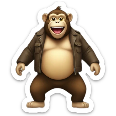 3 old fat happy monkeys full body jacket open sticker