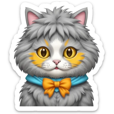 gray cat with funny costume sticker