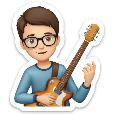 boy with glasses and guitar sticker