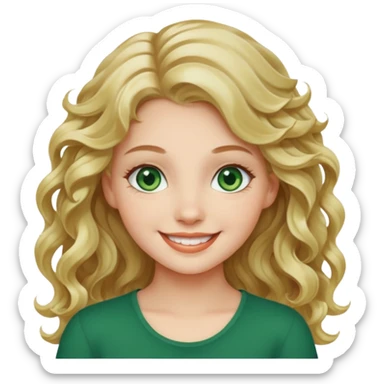 Pretty girl with wavy fair hair and green eyes abd white skin sticker