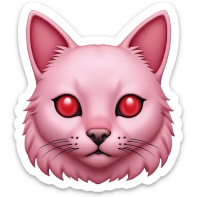 Pink cat and a black dog in the background with a red nose on her face  sticker