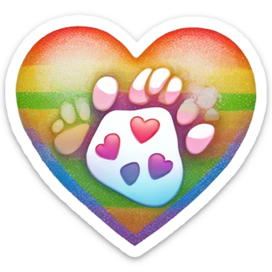 Rainbow heart with paw print in it  sticker