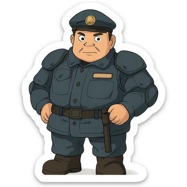 security guard with little hair and reinforced uniform sticker