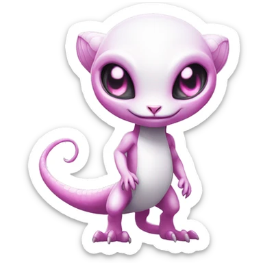 White, Shiny, Chibi, White, Pink eyes, Anthro-Sona-Lizard-Alien-Fakémon, Full Body sticker