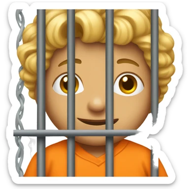 Prisoner behind bars, orange jumpsuit sticker