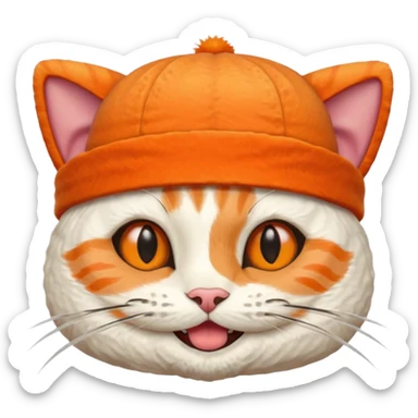 happy cat wearing a hat made only out of sushi sticker