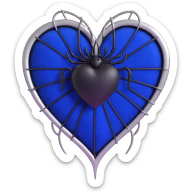 gothic heart, royal blue velvet, silver spiderweb overlay, dramatic and elegant sticker