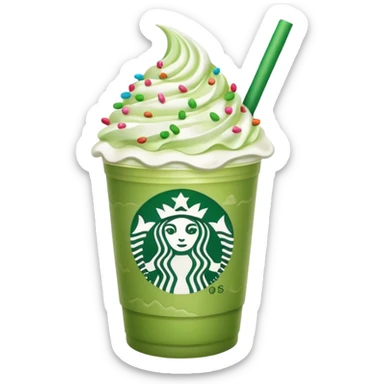 matcha starbucks latte with whipped cream and sprinkles sticker