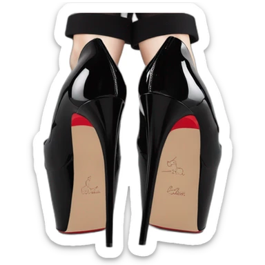 View from back Louboutin Black patent Leather Lady Peep Toe Platform sticker